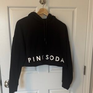 Pink Soda Black Cropped Hoodie